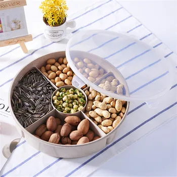 

Wheat Stalk Snack Storage Box C 5 Grid Sealed Plastic Lid With Lid Melon Seeds Plate Living Room Snacks Otganizer
