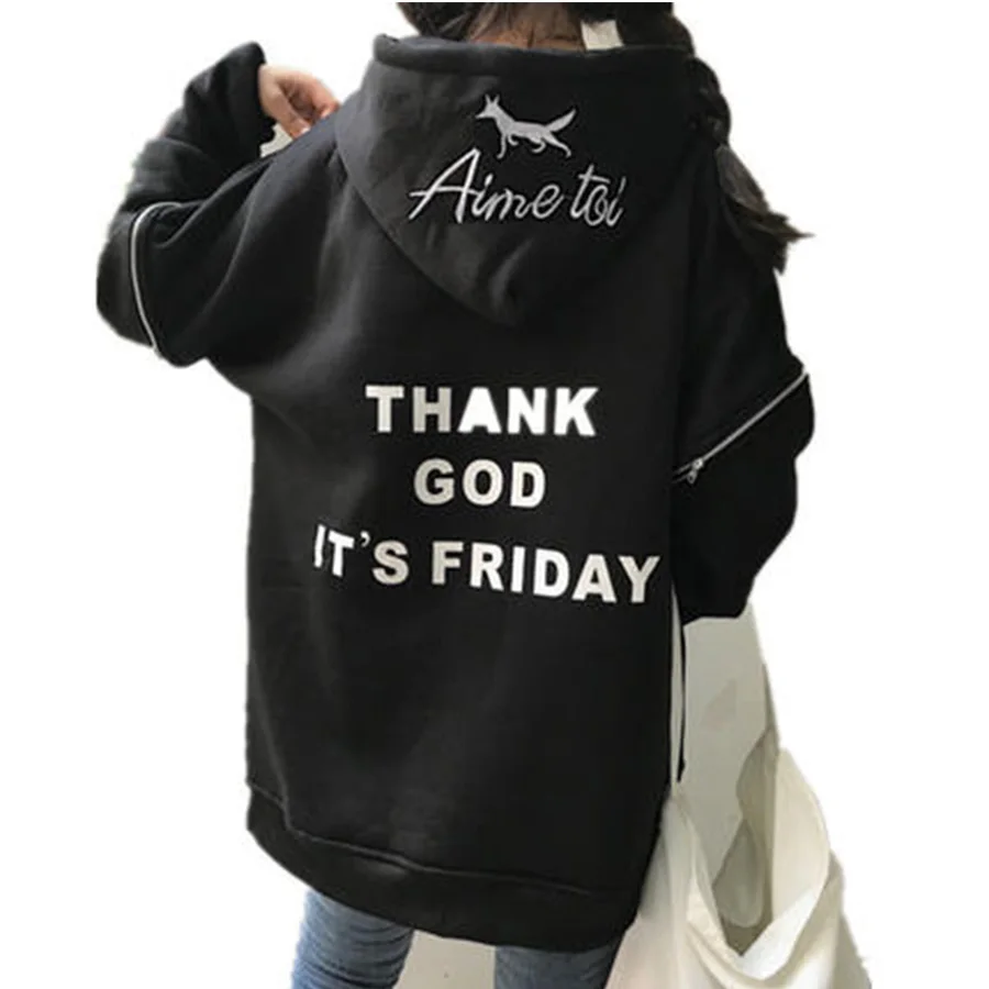 Focal20 Streetwear Letter Print Women Sweatshirt Autumn