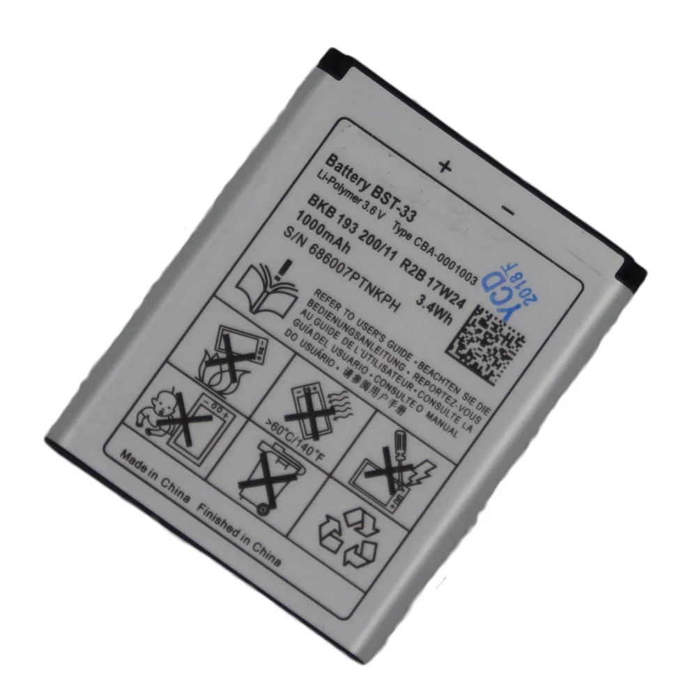 5 шт./лот аккумулятор 950 мАч BST 33 для Sony Ericsson K800i K810i C702 C903 F305 G900 K550i K630i K660i W100I T700 T715