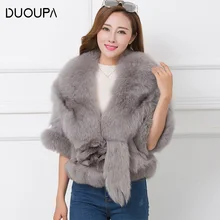 DUOUPA Real Fur Coat New Winter Promotion Whole Skin Fox Fur Leg Hair Short Paragraph Fur Shawl Coat Slim Was Thin Female