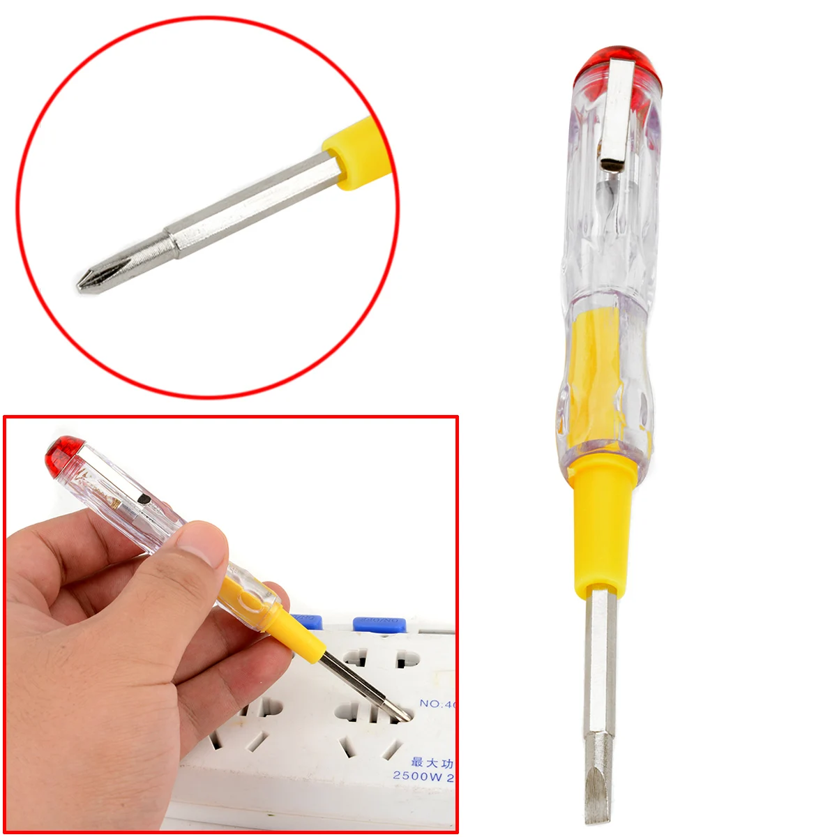 1pc 100-500V LED Electric Test Tester Pen Screwdriver Multifunctional Household Test Pencil Voltage Detector Probe 137mm Mayitr