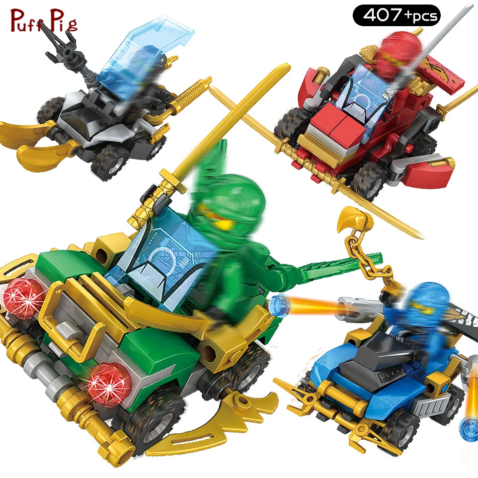 

4Pcs/Lot Space War Ninjagoed Ideas Chariot Car Building Blocks With Action Figures Compatible Legoings Ninja DIY Bricks Toys Kid