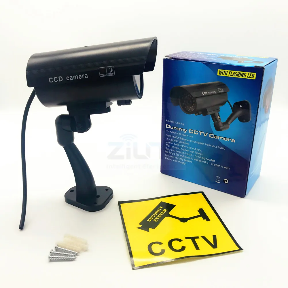 ZILNK 2 шт./лот наружная поддельная Камера пуля домашняя CCTV камера видеонаблюдения Водонепроницаемая Манекен камера с мигающий красный светодиодный черный