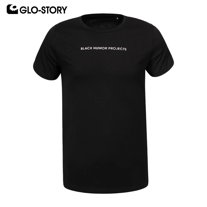 GLO-STORY 2019 Для мужчин большой плюс Размеры весело Письмо печати короткий рукав