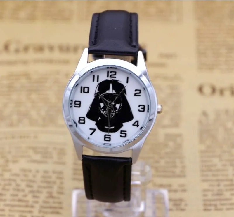 Красивые прекрасные часы с героями мультфильмов «Звездные войны» для мужчин и женщин, лучшие модные повседневные Простые кварцевые квадратные кожаные часы - Цвет: black