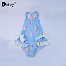 Детский ледяной купальник с изображением мороженого, детский пляжный костюм, купальный костюм для девочек, Цельный Детский купальник для девочек 2-6 лет