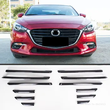 

AITWATT For Mazda 3 AXELA 2017 2018 Car Exterior Carbon Fiber Front Central Grille Grill Sticker Cover Trim Car Styling 12pcs