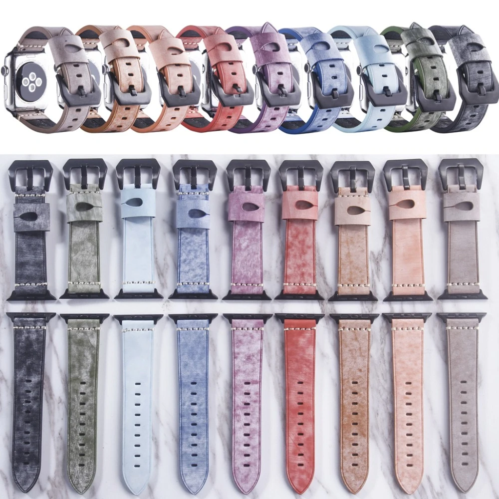 Ремешок из вощеной кожи для Apple Watch Band Series 4/3/2/1 44 мм 40 38 42 мм|Ремешки часов| |