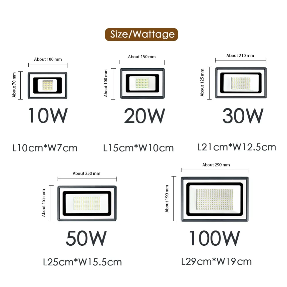 Светодиодный прожектор светильник на открытом воздухе Точечный светильник Потолочные Светильник мощностью 10 Вт, 20 Вт, 30 Вт, 50 Вт 100 Водонепроницаемый сад настенный светильник отражатель IP65 AC 220V 110V