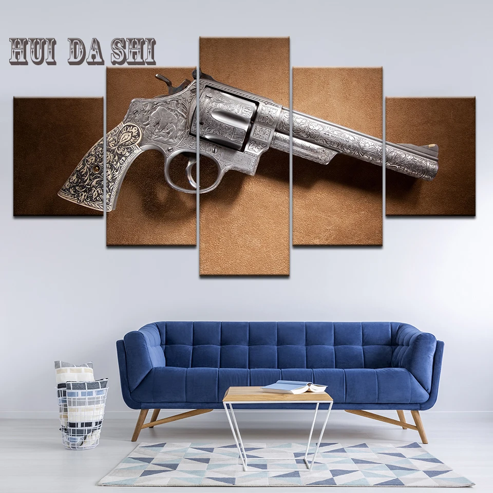 Modern Canvas Printed Painting 5 Pieces Wall Art Poster Weapons Revolver Home Decor For Living Room Modular Pictures Artwork Modern Canvas Printed Painting 5 Pieces Wall Art Poster Weapons Revolver Home Decor For Living Room Modular Pictures Artwork
