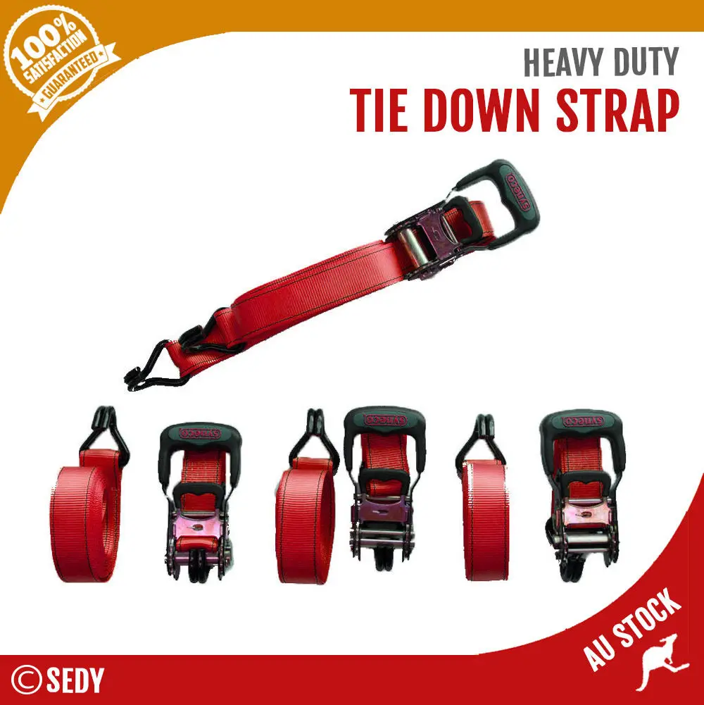 

Tie Down Ratchet Strap Set - 4 Pack Heavy Duty Nylon Car Trailer Boat 39mm x 5m