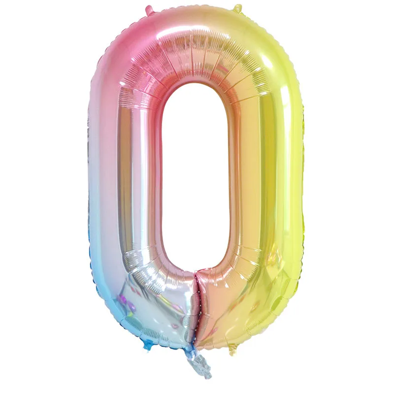 40inch Rainbow Color Number Balloons Digit Globos gradient Ramp Figure Balls Birthday Wedding Anniversary Party Decor Kids Ball - Цвет: Number 0