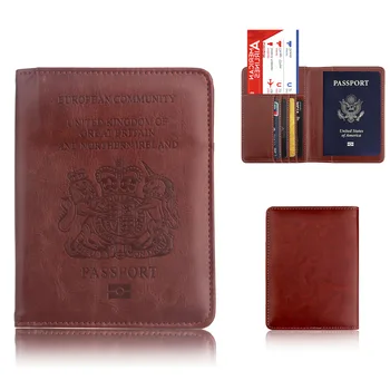 

PU Leather England Passport Cover for United Kingdom Britain Credit Card Holder UK Passport Case Unisex Travel Wallet Purse