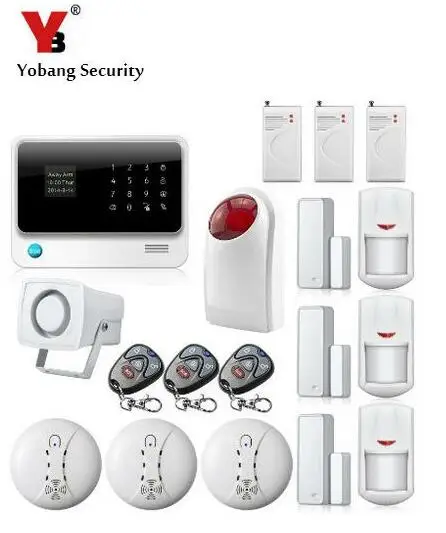 

YoBang Security Android IOS APP Touch Screen GSM Wireless Burglar Alarm System 433MHZ Smoke Fire Detector Wireless Outdoor Alarm