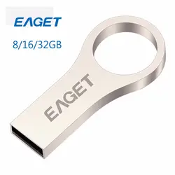 Eaget U9 usb флеш-накопитель 32 ГБ 16 ГБ 8 ГБ USB 2.0 Pen Drive Водонепроницаемый металла Pendrive Key Ring Flash диск usb stick для портативных ПК