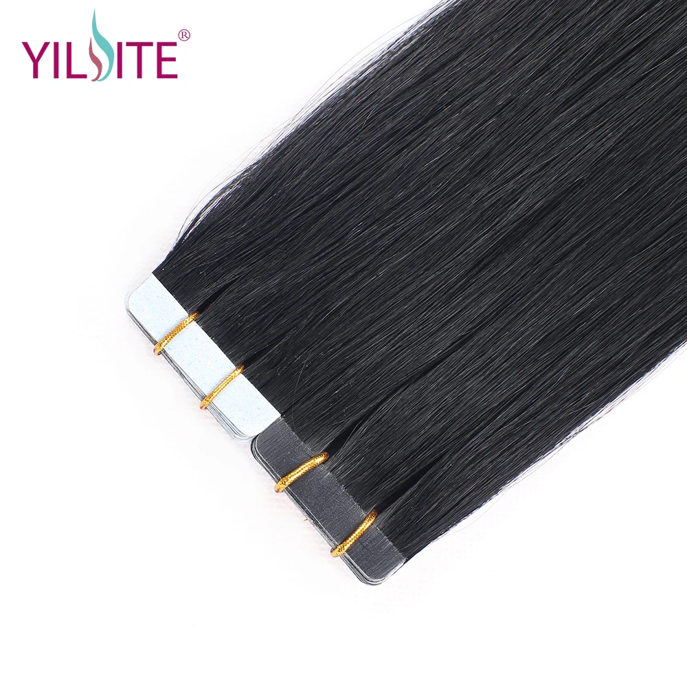 YILITE 2"-22" лента в пряди человеческих волос для наращивания 20 шт европейские натуральные волосы шелковистые прямая прядь В пряди человеческих волос для наращивания