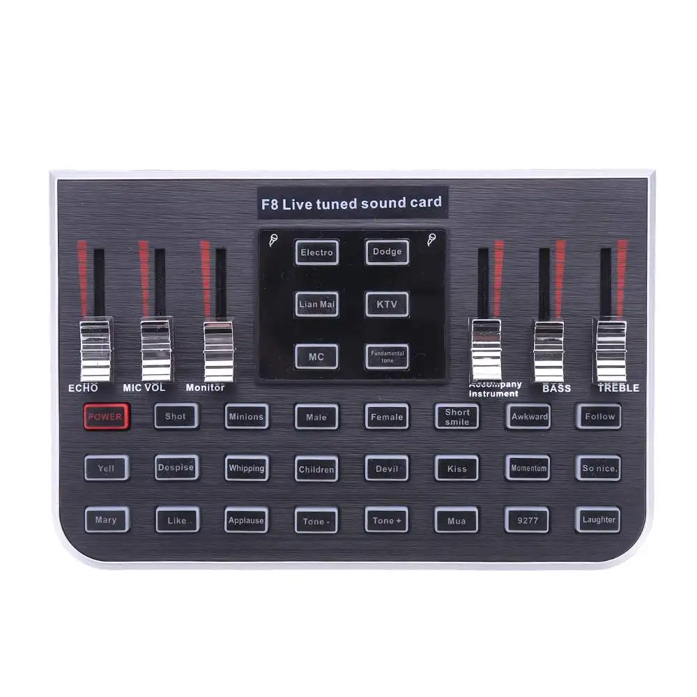 

F8 4 Modes Studio Audio Mixer Microphone Webcast Entertainment Streamer Live Sound Card for Phone Computer PC