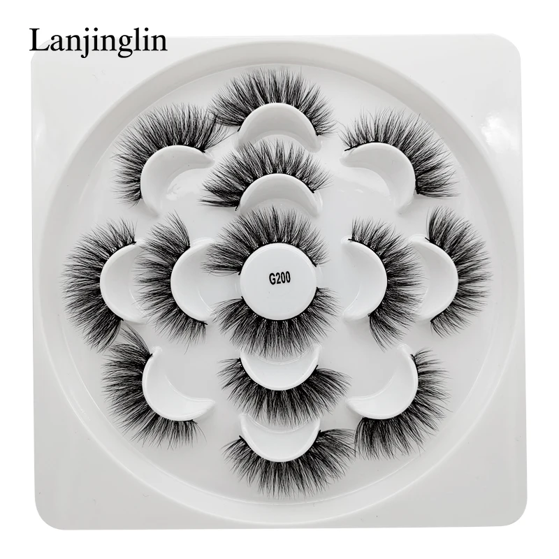 

LANJINGLIN 7 pairs natural long mink eyelashes cruelty free 3d false lashes extension makeup fake eyelash faux cils mink lash