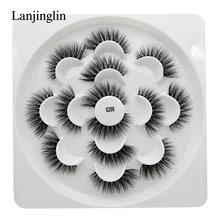 LANJINGLIN 7 pairs natural long mink eyelashes cruelty free 3d false lashes extension makeup fake eyelash faux cils mink lash