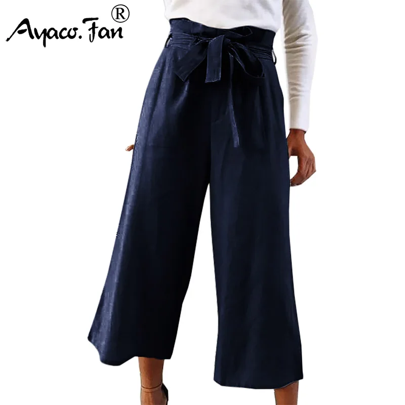 Kobeinc Wide Leg Denim Pants Women Casual Loose Capris