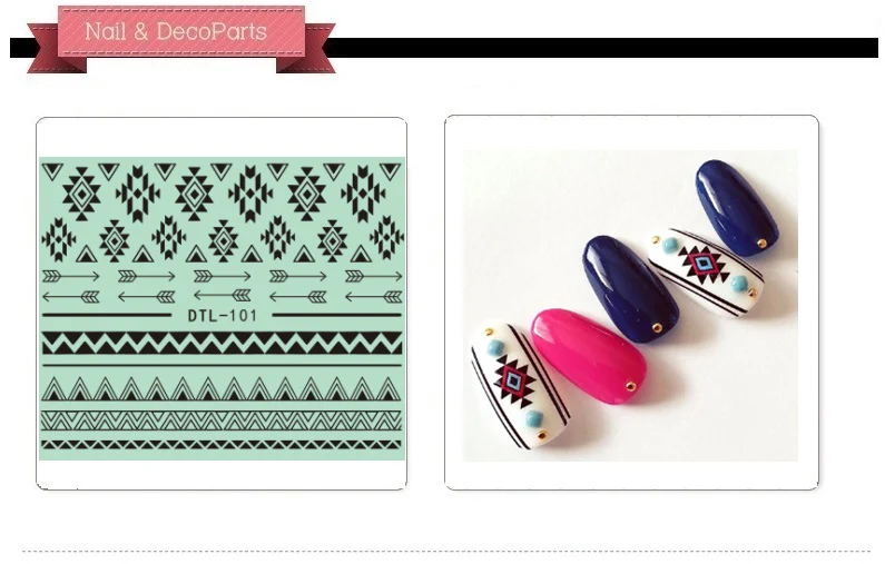 30 стилей! Мода лак для ногтей 3D черный украшения дизайн, черный цвет, клей для ногтей наклейки для ногтей советы Красота - Цвет: DTL101black