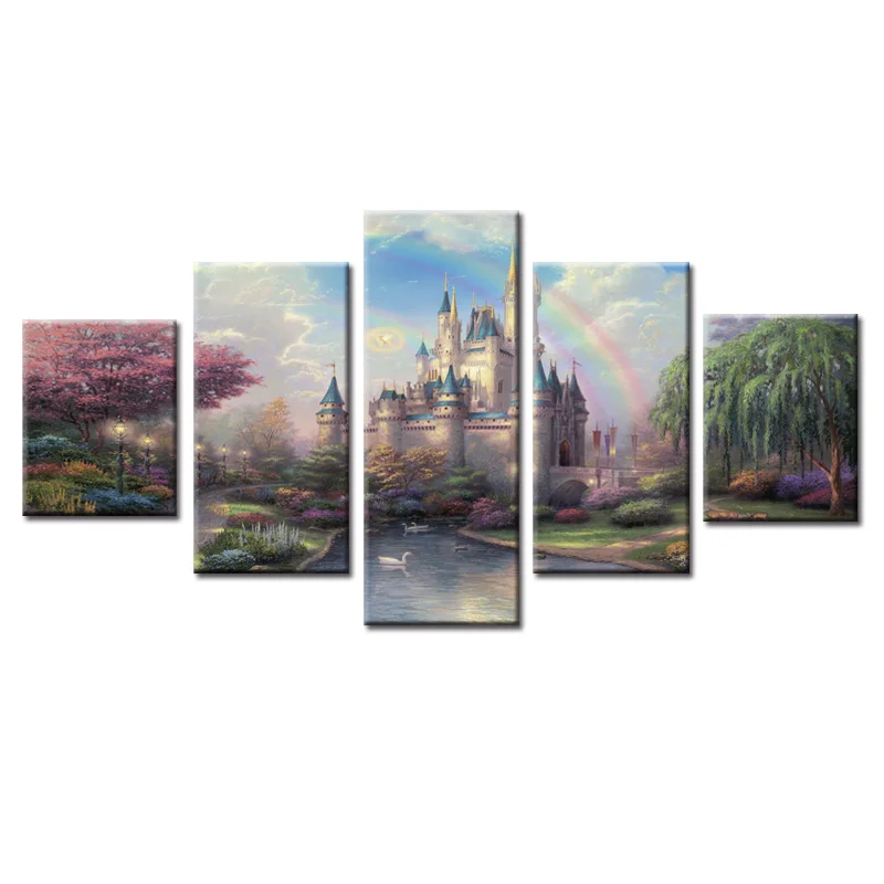 

5 Panels Movie cartoon castle Canvas Print Painting Modern Canvas Wall Art for Wall Picture Home Decor Artwork