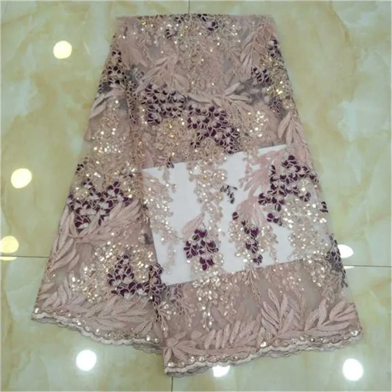 

Top Quality 3D Flower Embroidered African lace fabric For Bridal Dress With sequins French Mesh Lace Fabric