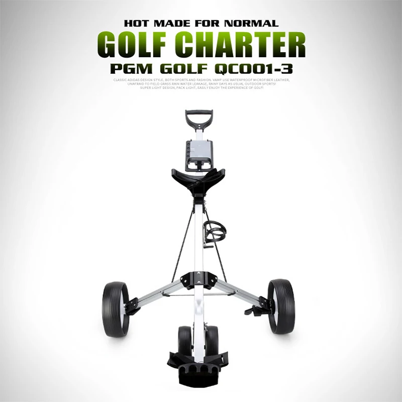 PGM Foldable Golf Trolley Cart Aluminium Alloy with Scorecard Cover Holder Push Pull Golf Cart with Brake Accessories