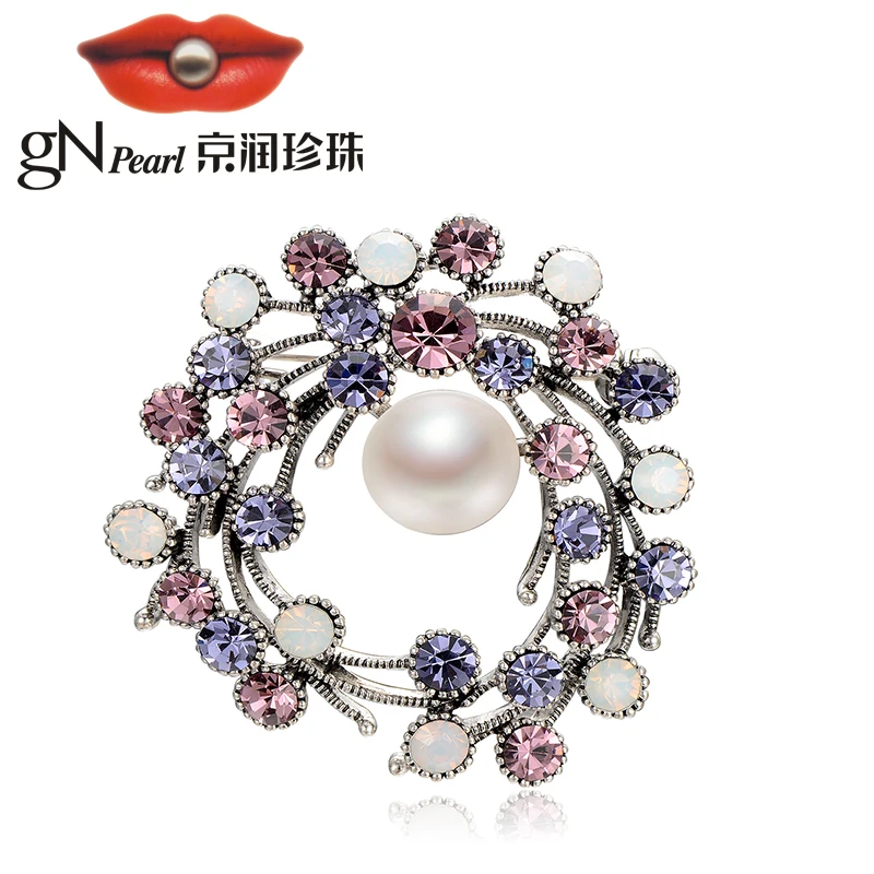 

gNpearl pearl brooch Alloy inlaid freshwater pearl brooch 11-12mm skull shaped coffee color ladies brooch suit shirt brooch