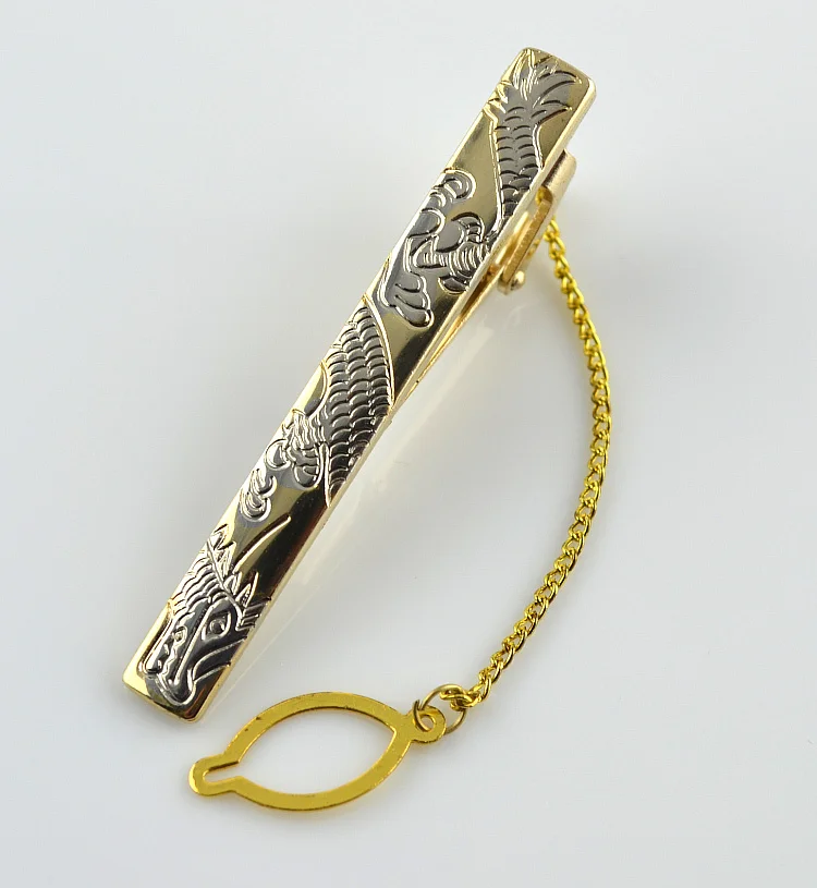 

2016 New Fashion Chinese dragon tie clip gold tie clips Novel Slim Tie Bar Clasp High Quality Clip for Tie