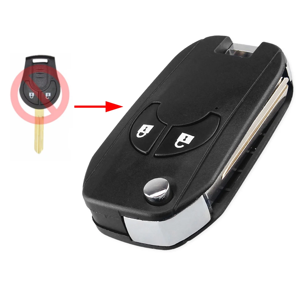 KEYYOU 2 кнопки флип складной дистанционный Автомобильный ключ чехол Корпус Fob чехол Стайлинг для Nissan Cube Micra Qashqai Juke Altima Maxima - Количество кнопок: 2 Buttons
