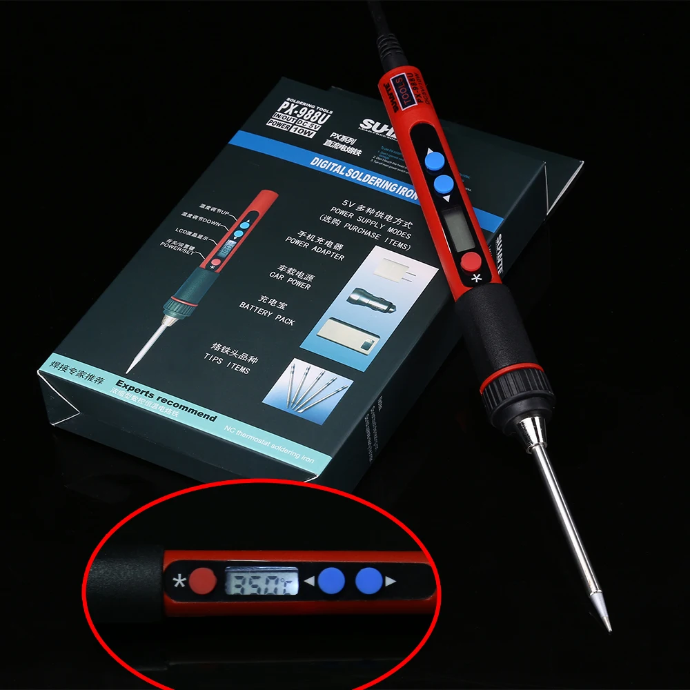 Портативный цифровой ЖК-дисплей USB паяльник 5 в 10 Вт Ferro De Solda Регулируемая температура паяльник сварочные инструменты