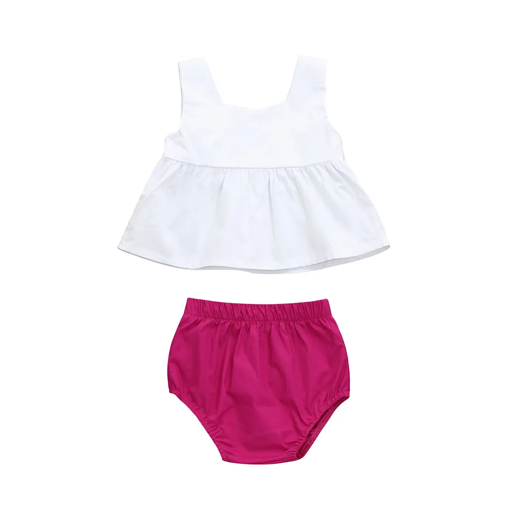 

2019 Newborn Infant Summer baby girl clothes Solid Vest Tank T Shirt Tops+Shorts Outfits princess girl kids clothes Dropshipping