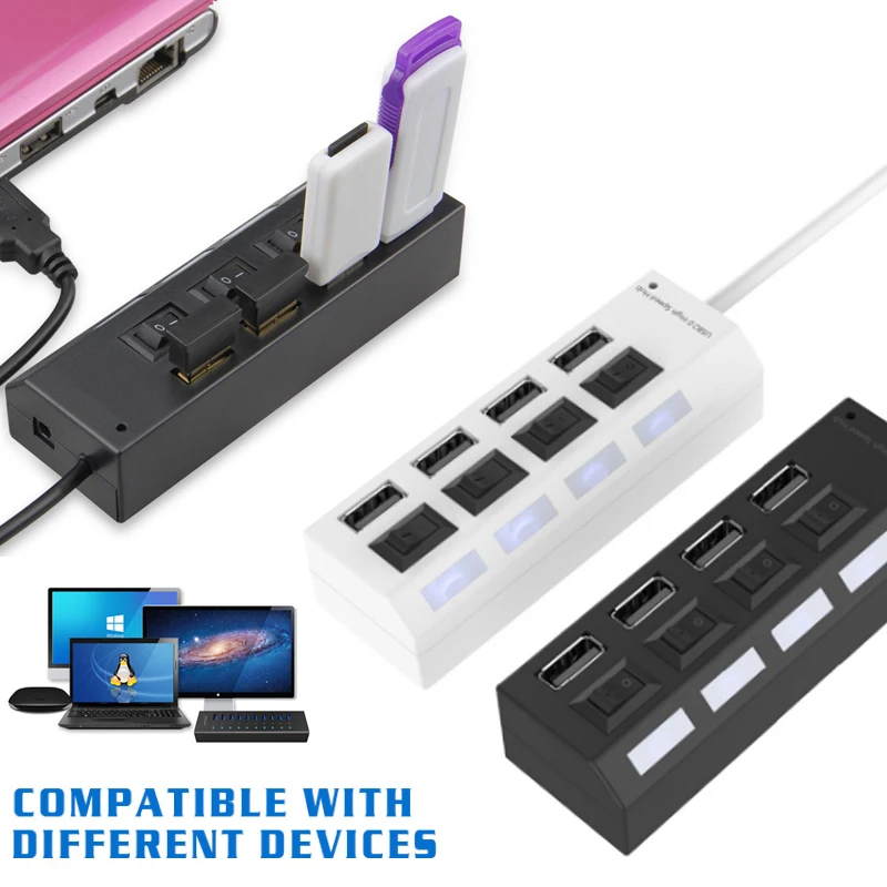 

USB Hub Combo 6 Ports 2.0 Micro Card Reader SD/TF High Speed Multi USB Splitter Hub Combo All In One for PC Computer Accessories