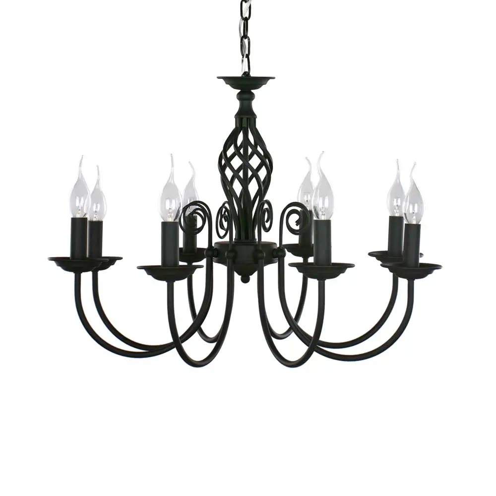 Modern Lamp Chandelier For Living Room Bedroom Dining Candle Light Fixture Black Iron Simple Home Decoration E14 110-240V