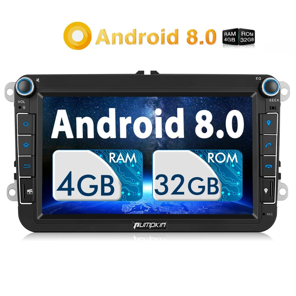 

Pumpkin 2 Din 8'' Android 8.0 Car Radio No DVD Player GPS Navigation Car Stereo For VW/Skoda/Seat/Golf OBD2 3G 4G DAB+ Headunit