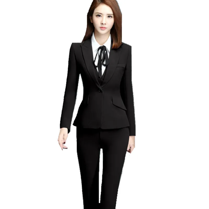 Fmasuth Autumn Office Pant Suit Women Full Sleeve Jacket Blazer+Long ...