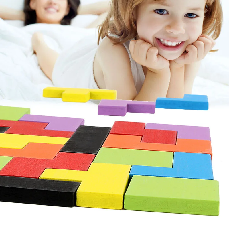 Детские красочные деревянные Танграм тетрис головоломки игрушки мозговой Прорезыватель доска Дошкольное волшебство интеллект игры игрушки подарок