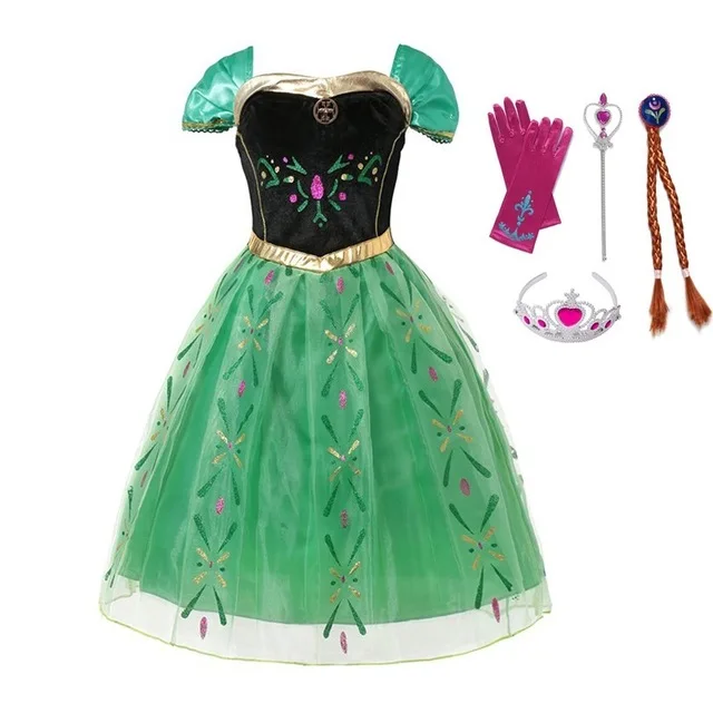 Забавный костюм принцессы Эльзы и Анны для коронации для девочек; детское платье без рукавов с цветочным принтом для костюмированной вечеринки на Хэллоуин; От 3 до 12 лет - Цвет: 5pcs-Q143