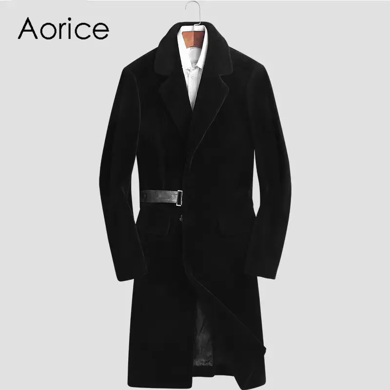 

Aorice MT841 new Coat Men Formal Single Breasted Figuring Overcoat Long Wool Jacket Outwear Warm Windbreaker Male Coat