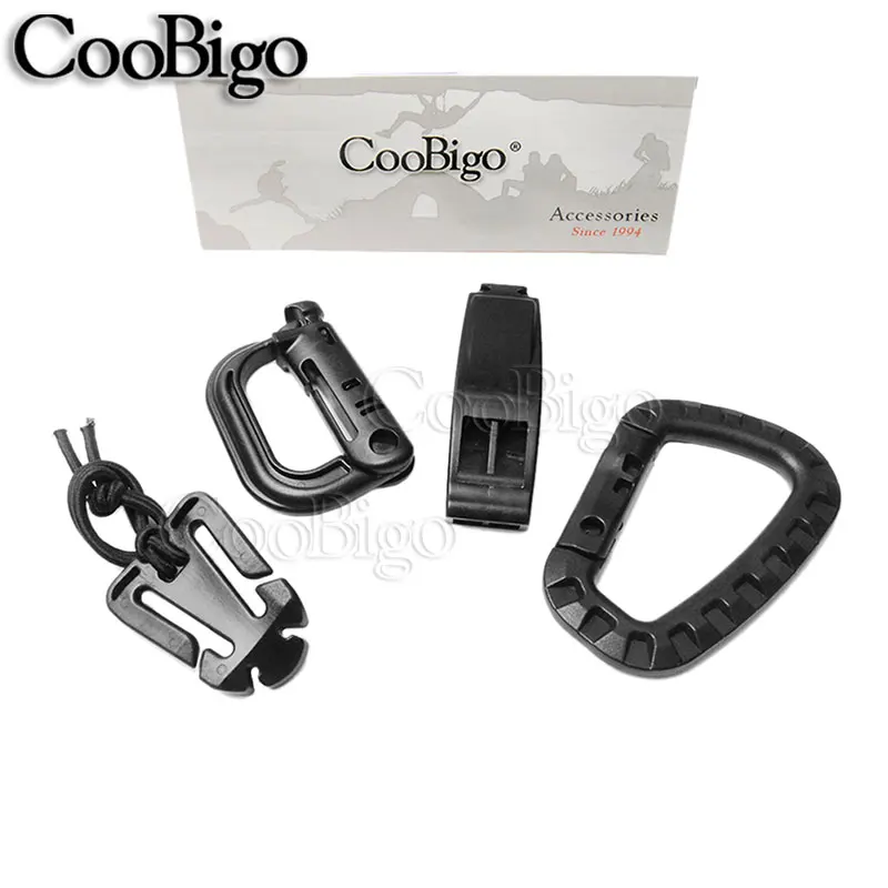 

1set 1" Buckle Web Dominator Elastic Rope GRIMLOC Carabiner D-Ring Tac Link Survival Whistle Molle Tactical Backpack Kits#CS010