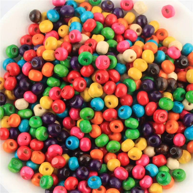 

4mm Wooden Beads s 1000Pcs Multicolor Mixed Round Wood Spacer Beads for Jewelry Making