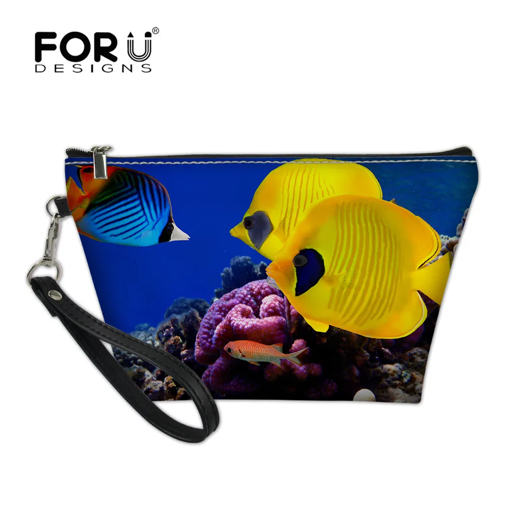 

FORUDESIGNS 3D Printed Cosmetic Bags Deep Sea Fish Make up Case Necessaries for Travelling Storage Portable Makeup Dropshipping