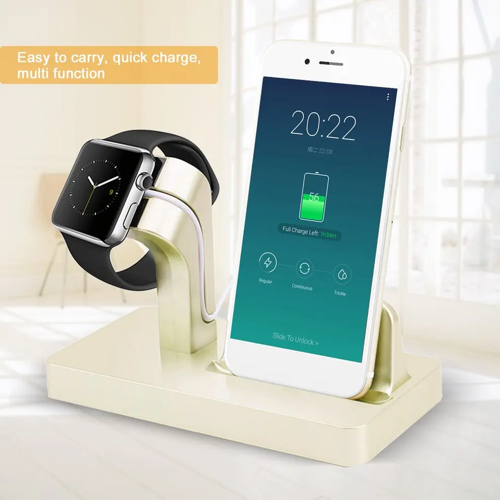 

8pcs Local gold 2 in 1 Charging Dock For Apple Charger Holder For iPhone 7/6/5