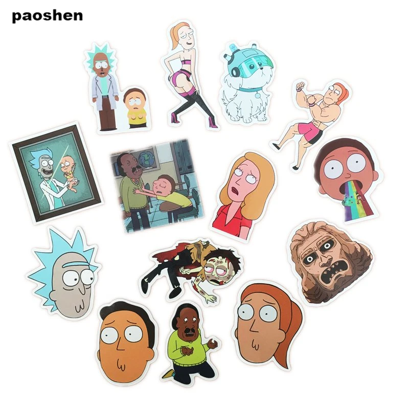 35 قطعة ريك و Morty الكرتون Pvc ملصق مضاد للمياه للأمتعة لوح التزلج الهاتف المحمول موتو جذع الغيتار سيارة ملصقات صناعة يدوية