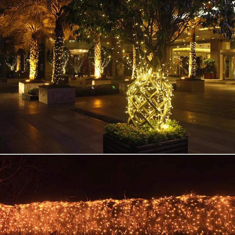 20 м светодиодный Сказочный светильник s праздничное уличное садовое квадратное украшение водонепроницаемый ЕС 200 бусины RGB теплый светильник гирлянда гирлянды лампы