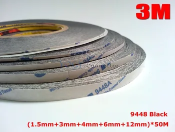 

3M Black, 5 Rolls 1.5mm+3mm+4mm+6mm+12mm 9448B Black Two Sides Adhesive Tape for iphone Samsung HTC Cellphone LCD Touch Display