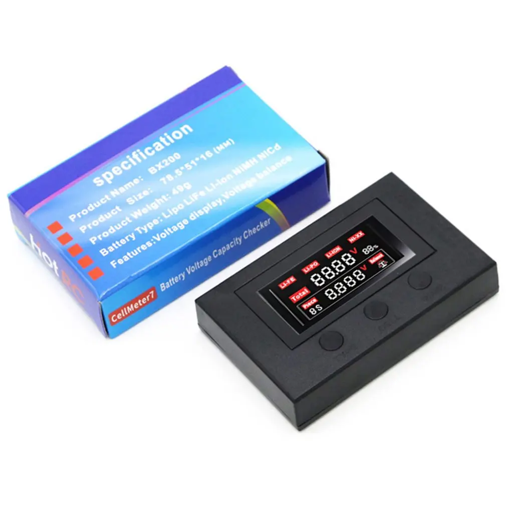 

HotRc BX200 2-7S Lipo Battery Voltage Tester/ Low Voltage Buzzer Alarm/ Battery Voltage Checker Radio Display for Rc Battery