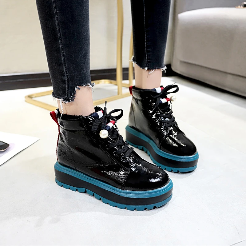 

Kjstyrka 2018 sapato feminino fashion Woman Sneakers winter plush high top tenis feminino Thick bottom increasing ladies shoes