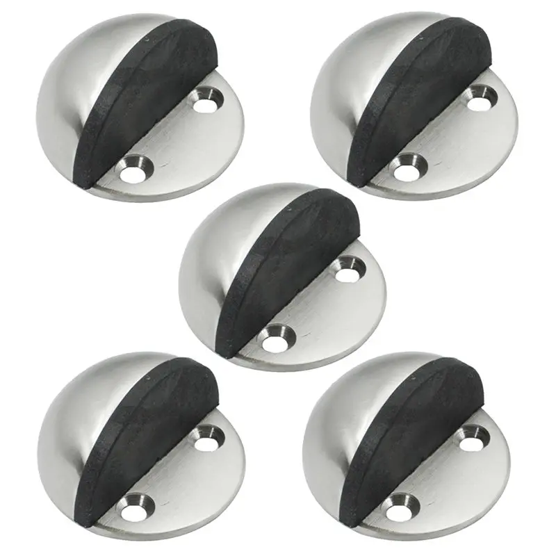 

5Pcs Solid Stainless Steel Floor Door Stopper Stops Screw Mount Pack, Brushed